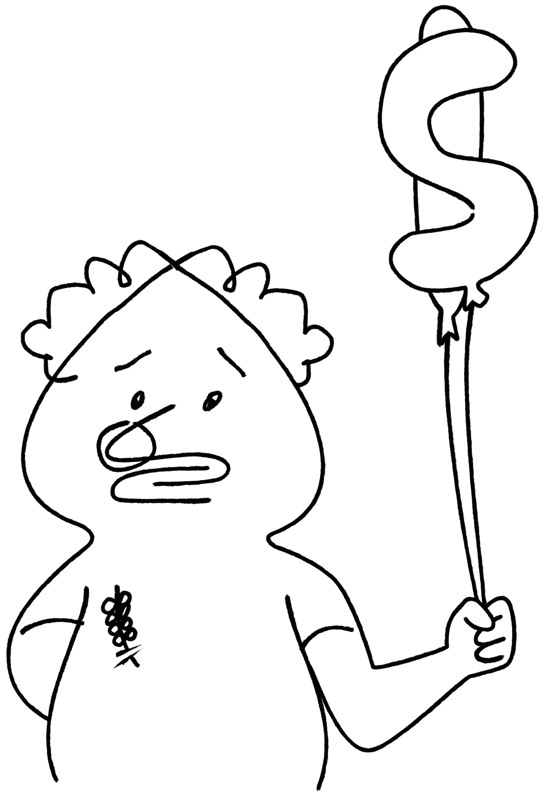 A figure holding a dollar-sign balloon