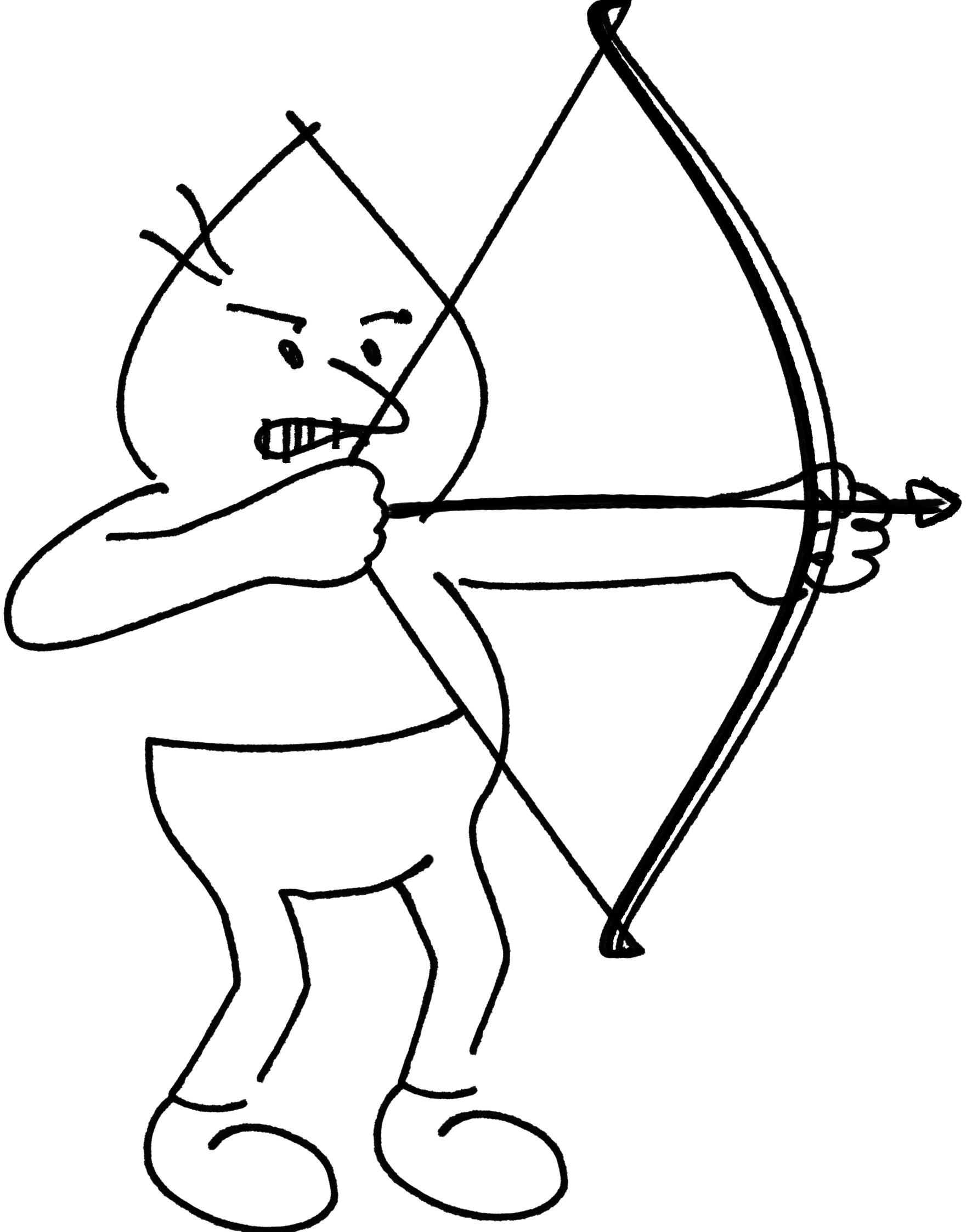 A figure drawing a bow